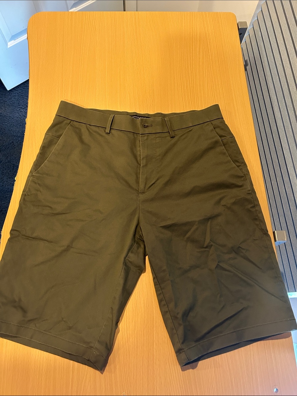 Banana Republic Olive Green Flat-Front Chino Shorts
